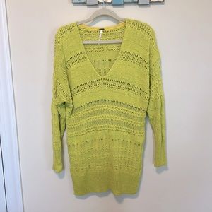 Free People Women’s Hot Tropics Knit Pullover Sweater / Limelight / Size XS